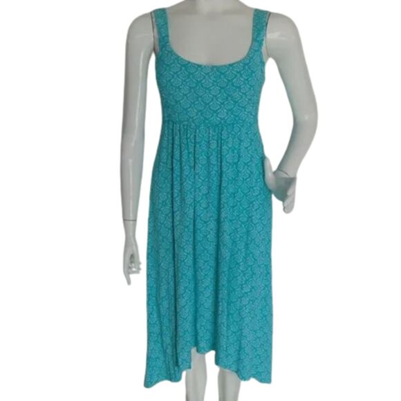 FRESH PRODUCE Summer Dress, XS, Aqua Blue, Straps, Smocked Back, Asym hem - Picture 2 of 12